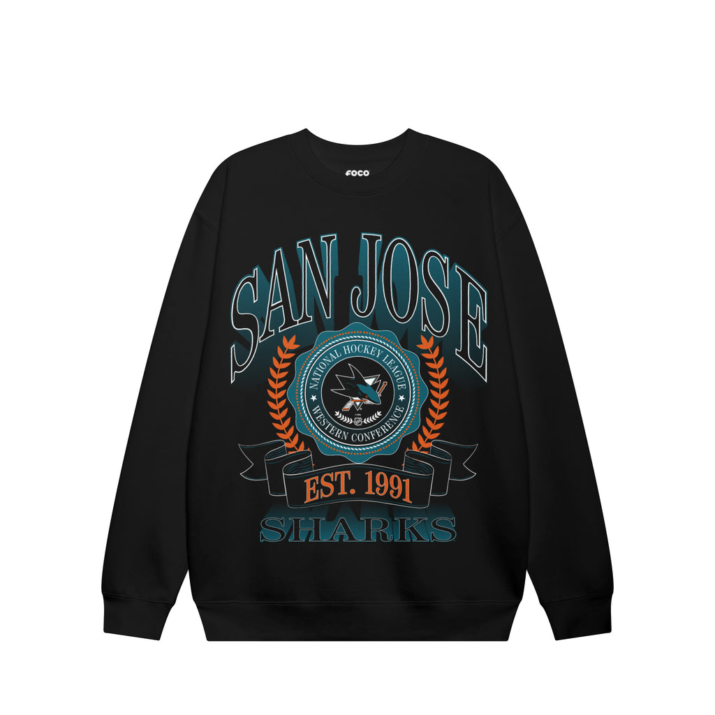 San Jose Sharks Banner Crest Crew Neck Sweatshirt