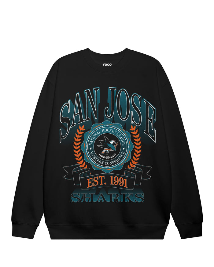 San Jose Sharks Banner Crest Crew Neck Sweatshirt