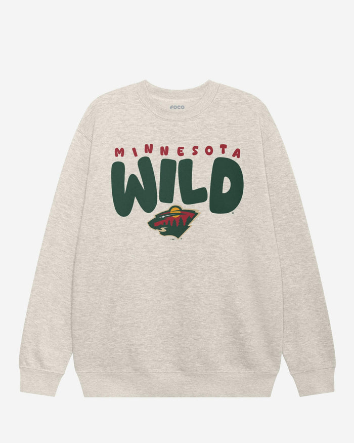 Minnesota Wild Bubble Crew Neck Sweatshirt FOCO S - FOCO.com