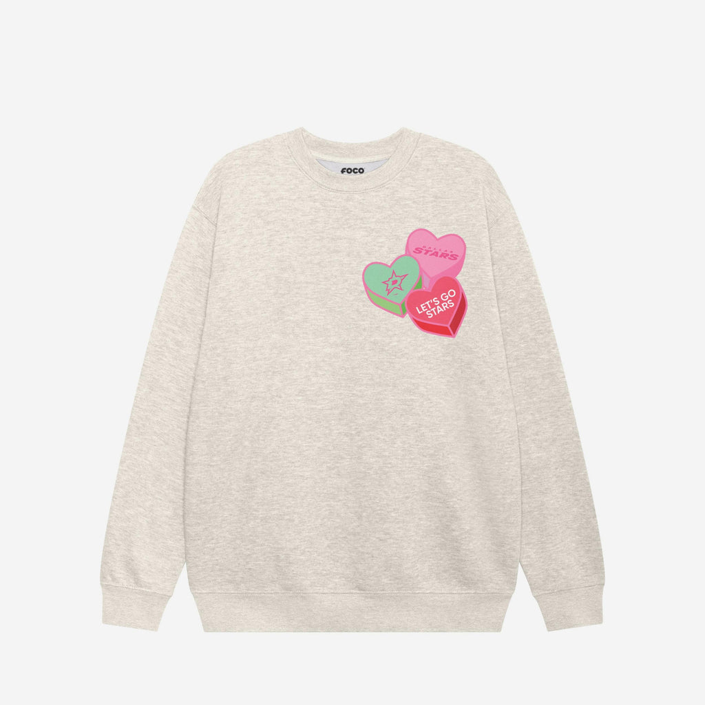 Dallas Stars Candy Heart Crew Neck Sweatshirt FOCO Oatmeal Heather S - FOCO.com