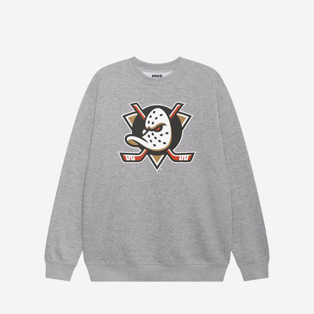 Anaheim Ducks Primary Logo Crew Neck Sweatshirt FOCO Athletic Heather S - FOCO.com