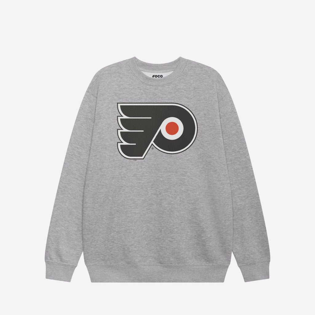 Philadelphia Flyers Primary Logo Crew Neck Sweatshirt FOCO Athletic Heather S - FOCO.com