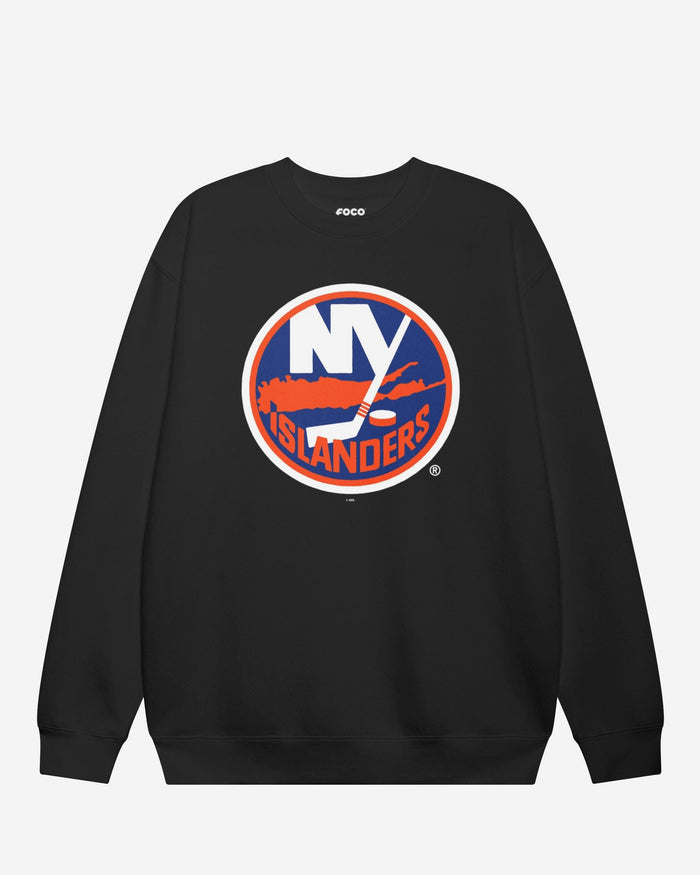 New York Islanders Primary Logo Crew Neck Sweatshirt FOCO Black S - FOCO.com