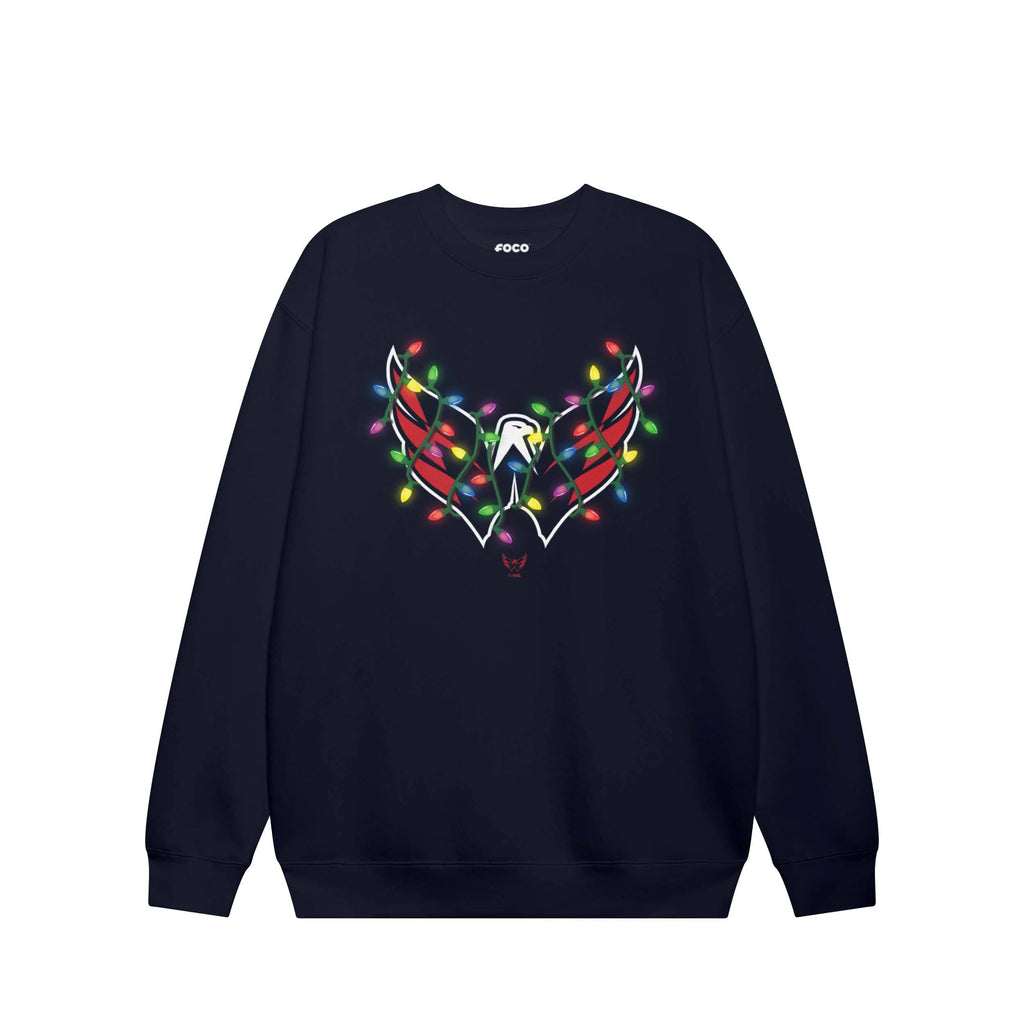 Washington Capitals Primary Logo Holiday Lights Crew Neck Sweatshirt