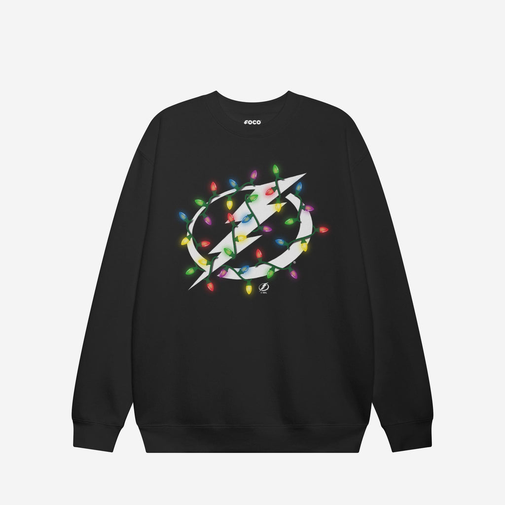 Tampa Bay Lightning Primary Logo Holiday Lights Crew Neck Sweatshirt FOCO S - FOCO.com
