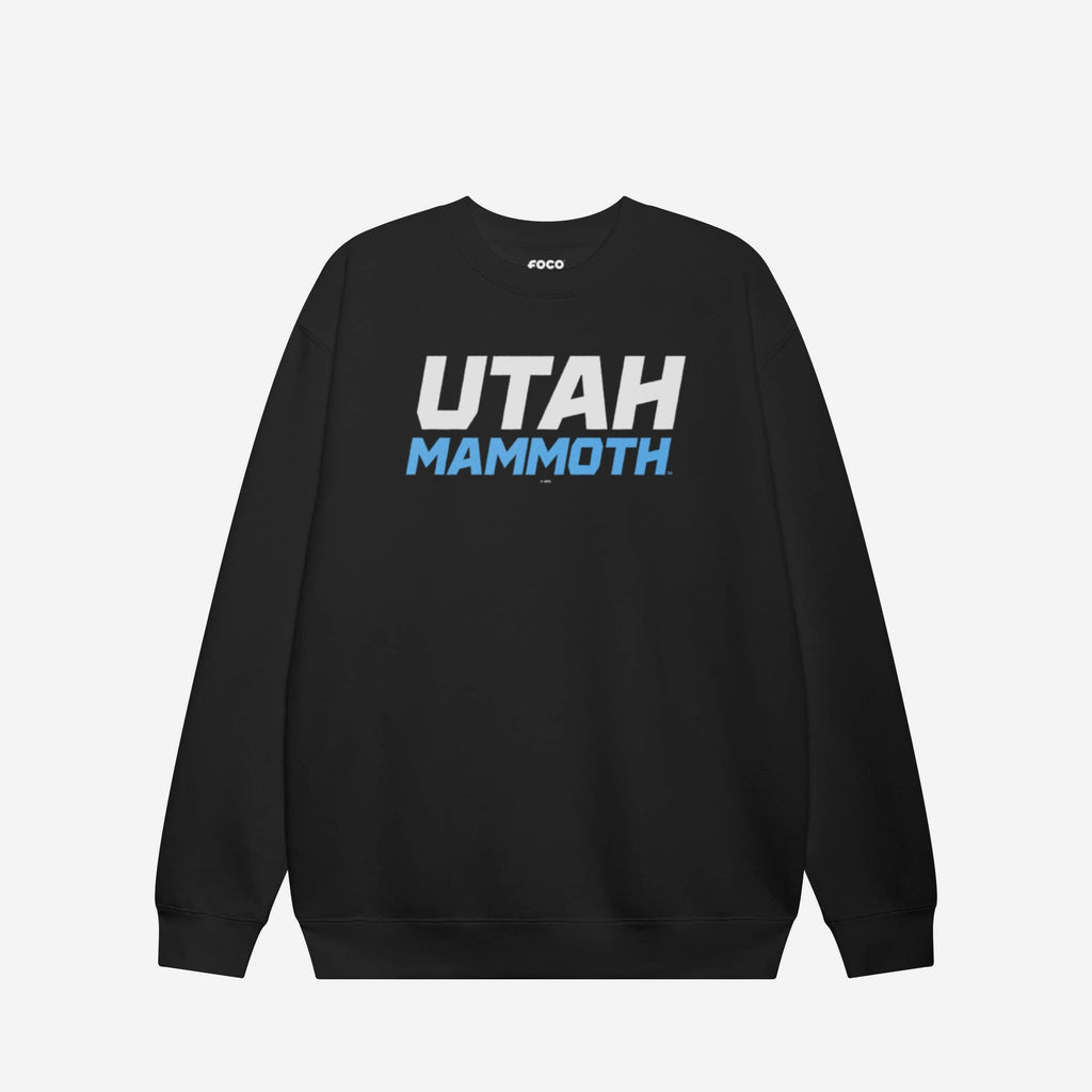 Utah Mammoth Wordmark Logo Crew Neck Sweatshirt FOCO Black S - FOCO.com