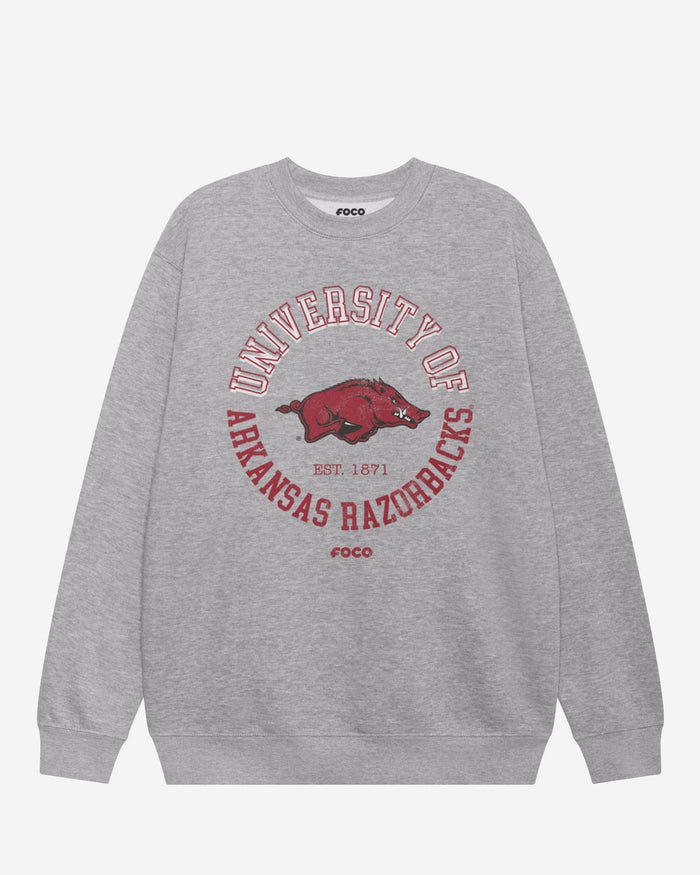 Arkansas Razorbacks Circle Vintage Crew Neck Sweatshirt FOCO S - FOCO.com