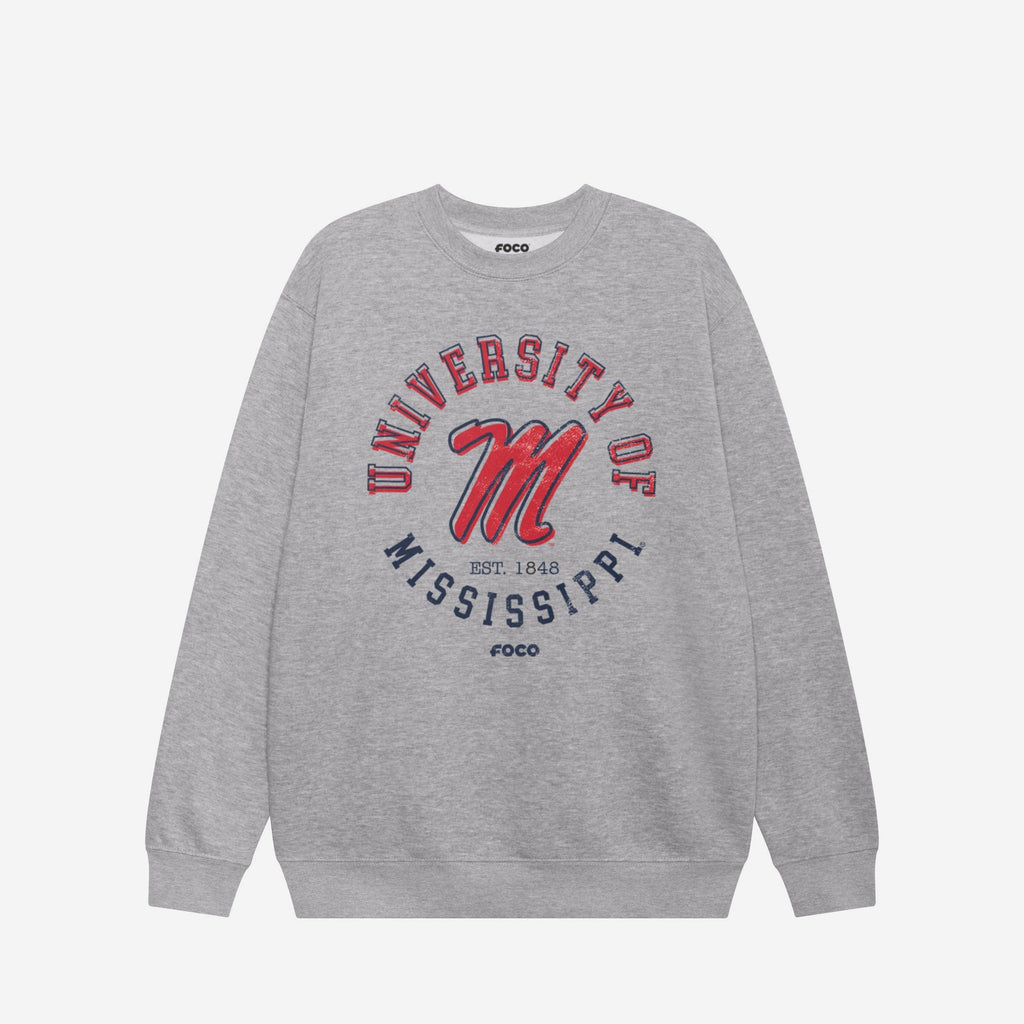 Ole Miss Rebels Circle Vintage Crew Neck Sweatshirt FOCO S - FOCO.com