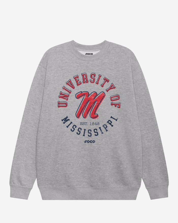 Ole Miss Rebels Circle Vintage Crew Neck Sweatshirt FOCO S - FOCO.com