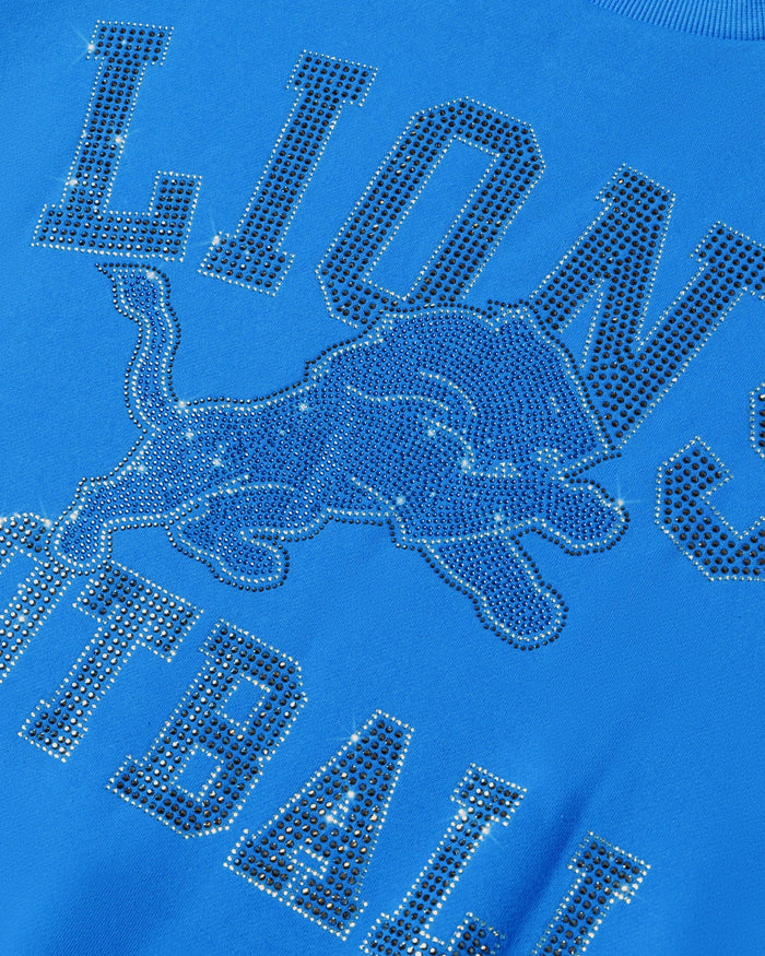 Detroit Lions Womens Rhinestone Logo Oversized Crew Neck Sweatshirt FOCO S - FOCO.com