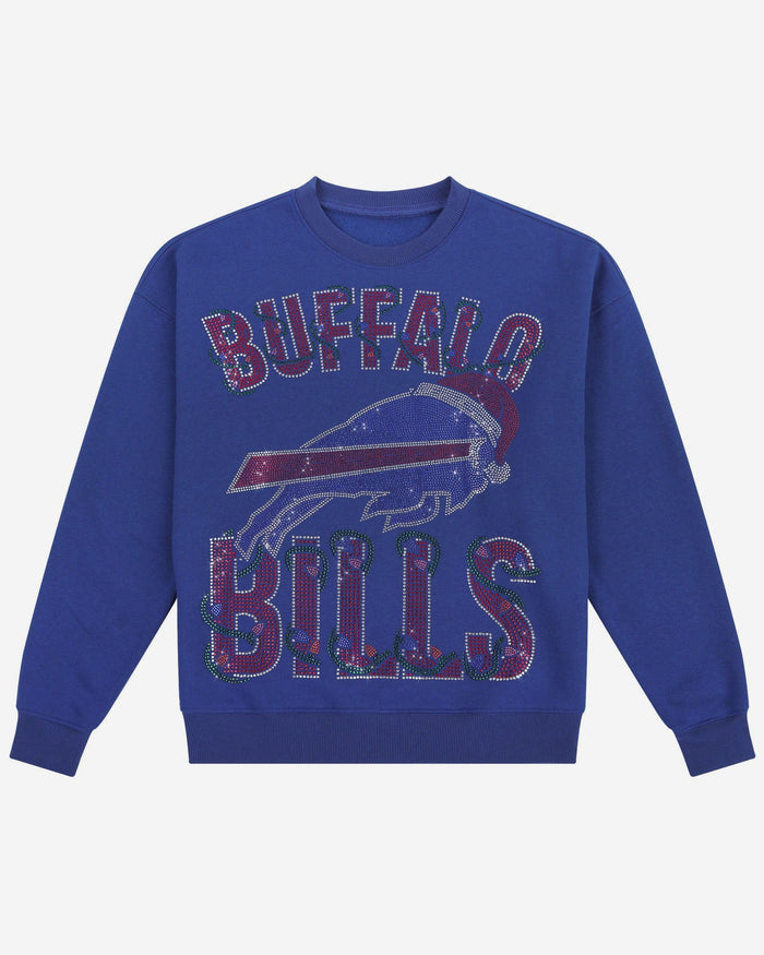 Buffalo Bills Womens Rhinestone Logo Oversized Holiday Crew Neck Sweatshirt FOCO S - FOCO.com