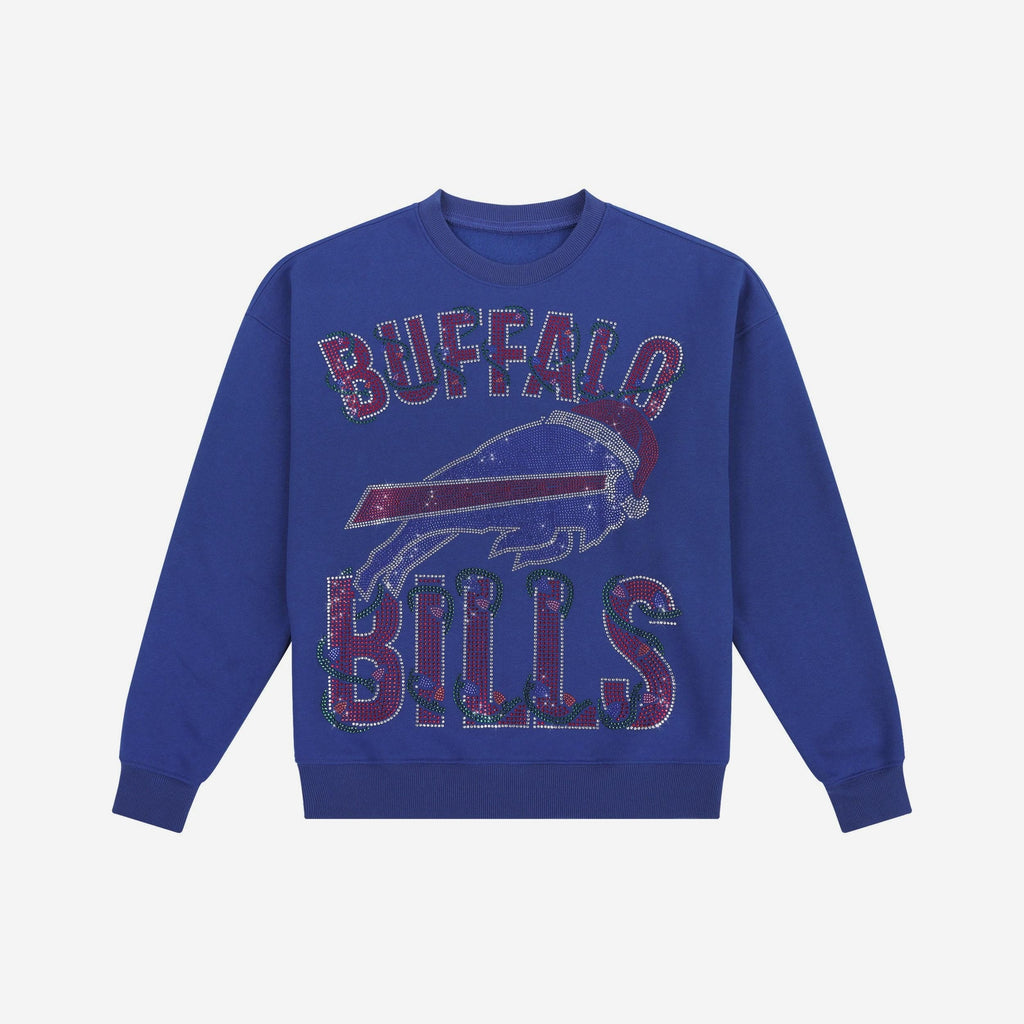 Buffalo Bills Womens Rhinestone Logo Oversized Holiday Crew Neck Sweatshirt FOCO S - FOCO.com