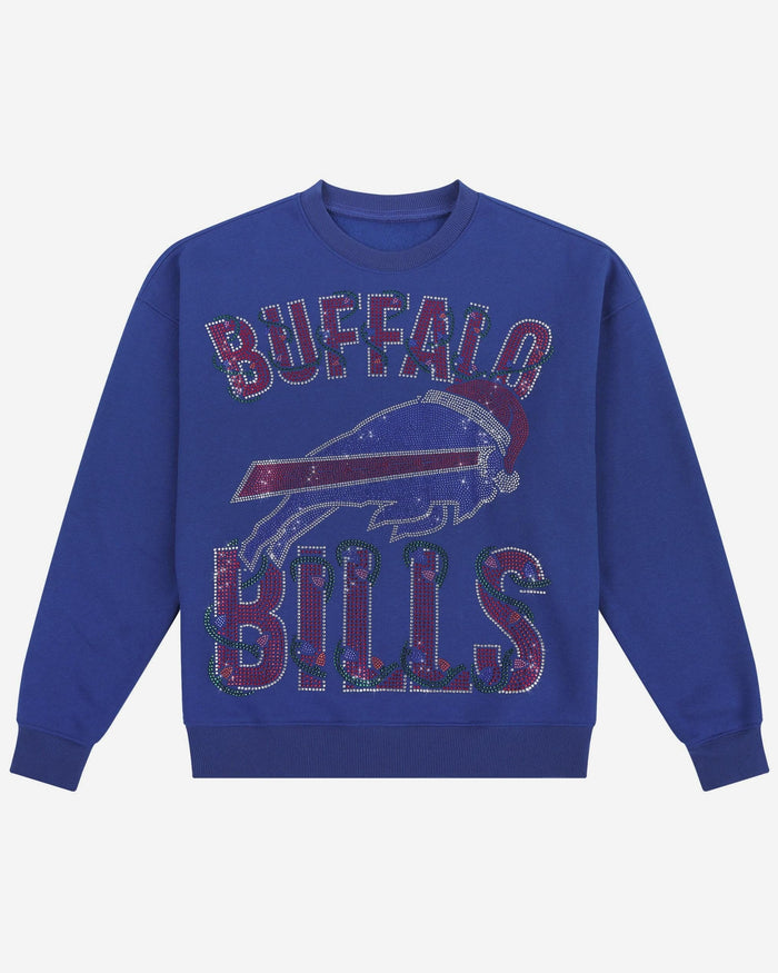 Buffalo Bills Womens Rhinestone Logo Oversized Holiday Crew Neck Sweatshirt FOCO S - FOCO.com