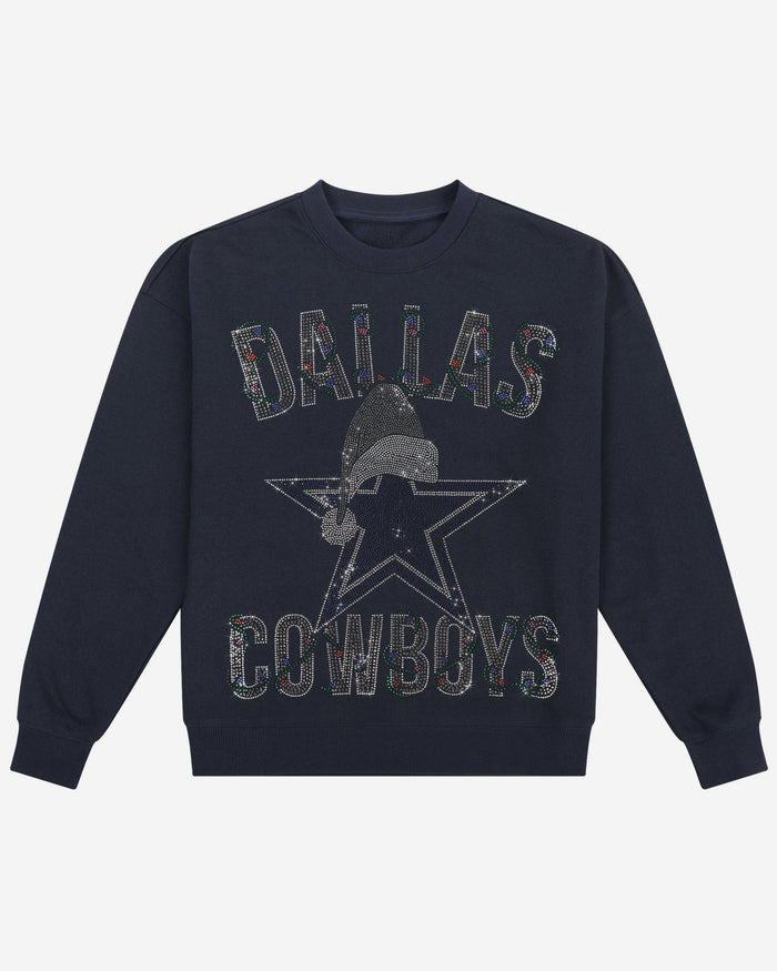 Dallas Cowboys Womens Rhinestone Logo Oversized Holiday Crew Neck Sweatshirt FOCO S - FOCO.com