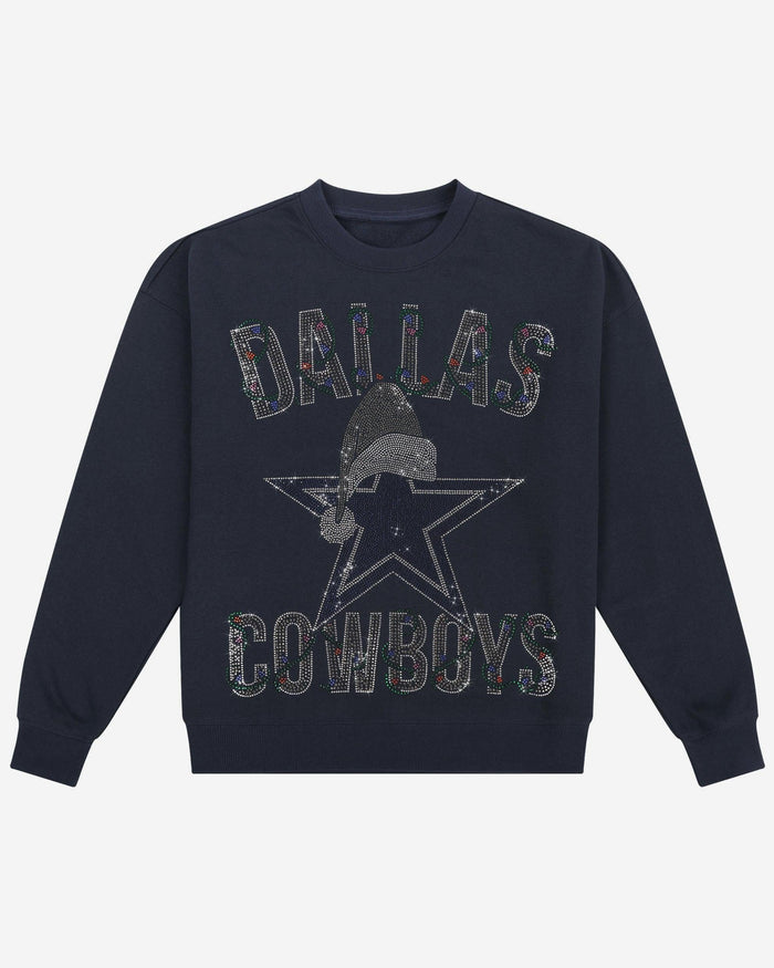 Dallas Cowboys Womens Rhinestone Logo Oversized Holiday Crew Neck Sweatshirt FOCO S - FOCO.com
