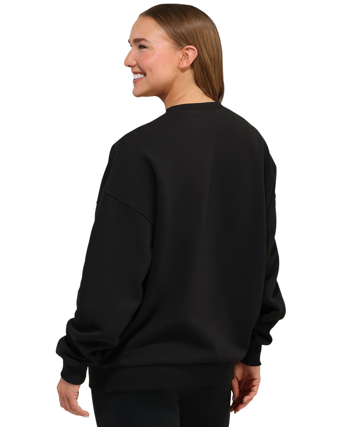 Pittsburgh Steelers Womens Rhinestone Logo Oversized Holiday Crew Neck Sweatshirt