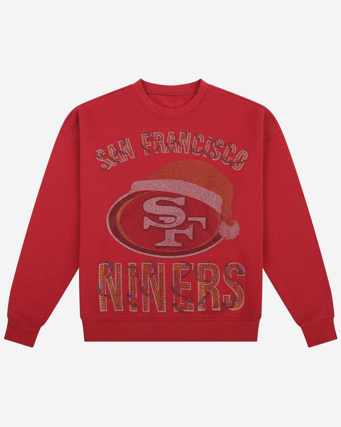 San Francisco 49ers Womens Rhinestone Logo Oversized Holiday Crew Neck Sweatshirt FOCO S - FOCO.com
