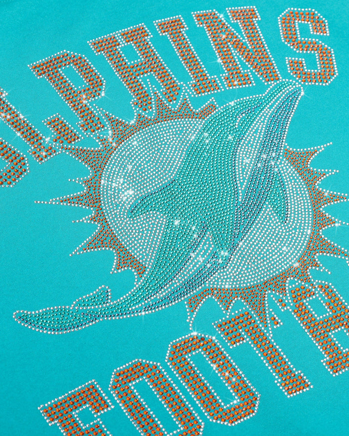 Miami Dolphins Womens Rhinestone Logo Oversized Crew Neck Sweatshirt FOCO S - FOCO.com