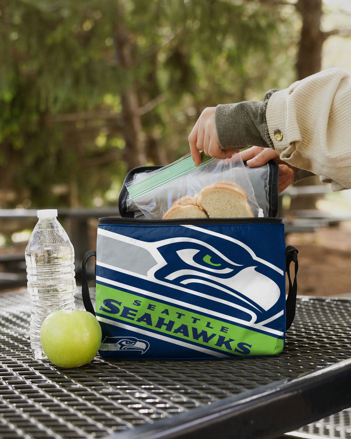 Seattle Seahawks Big Logo Stripe 6 Pack Cooler FOCO - FOCO.com