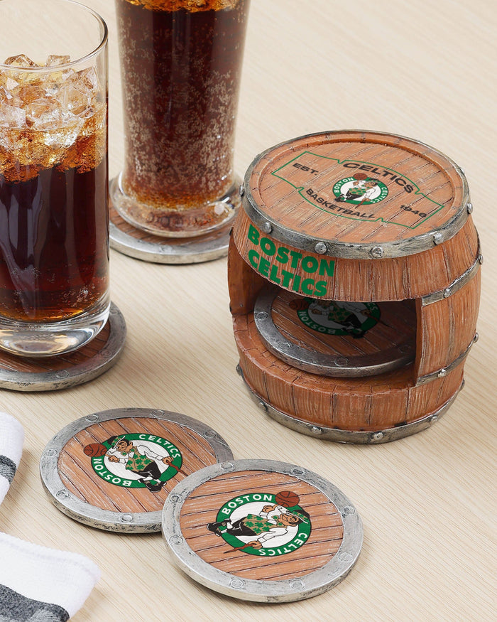 Boston Celtics 5 Pack Barrel Coaster Set FOCO - FOCO.com