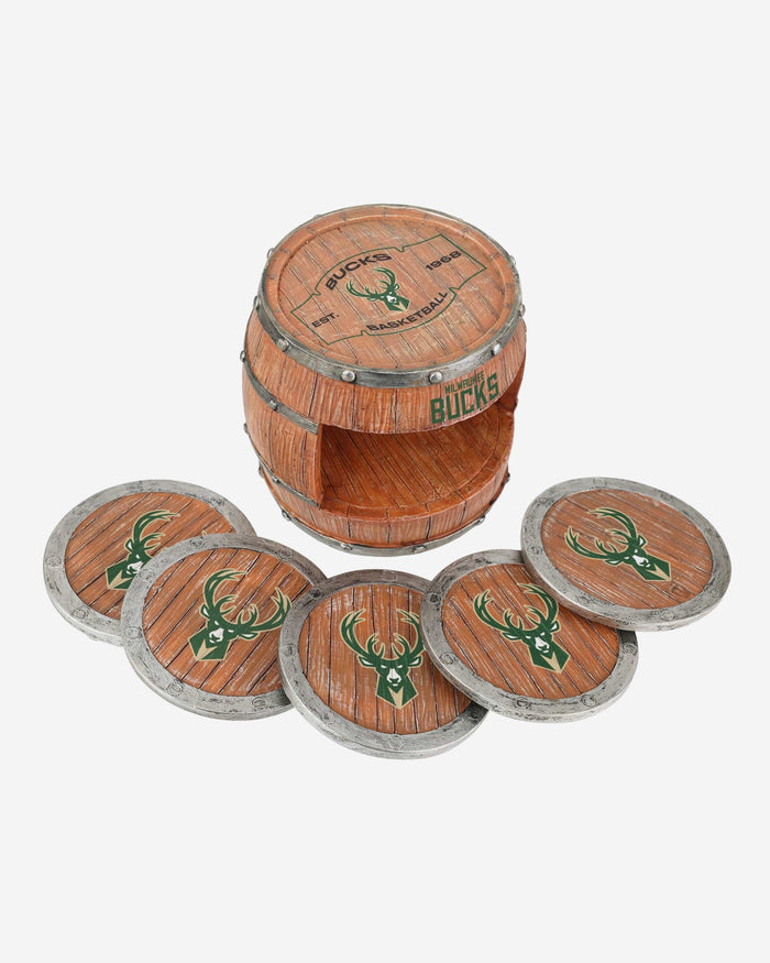 Milwaukee Bucks 5 Pack Barrel Coaster Set FOCO - FOCO.com