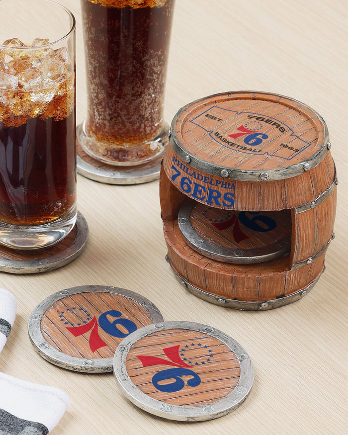 Philadelphia 76ers 5 Pack Barrel Coaster Set FOCO - FOCO.com