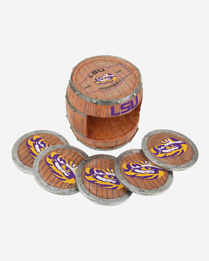 LSU Tigers 5 Pack Barrel Coaster Set FOCO - FOCO.com