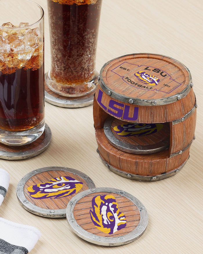 LSU Tigers 5 Pack Barrel Coaster Set FOCO - FOCO.com