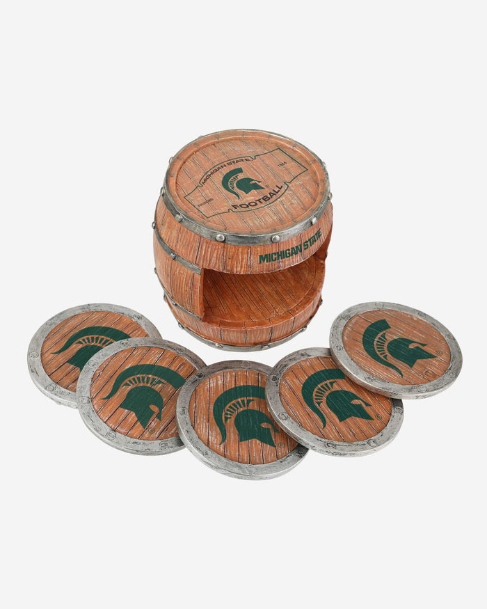 Michigan State Spartans 5 Pack Barrel Coaster Set FOCO - FOCO.com