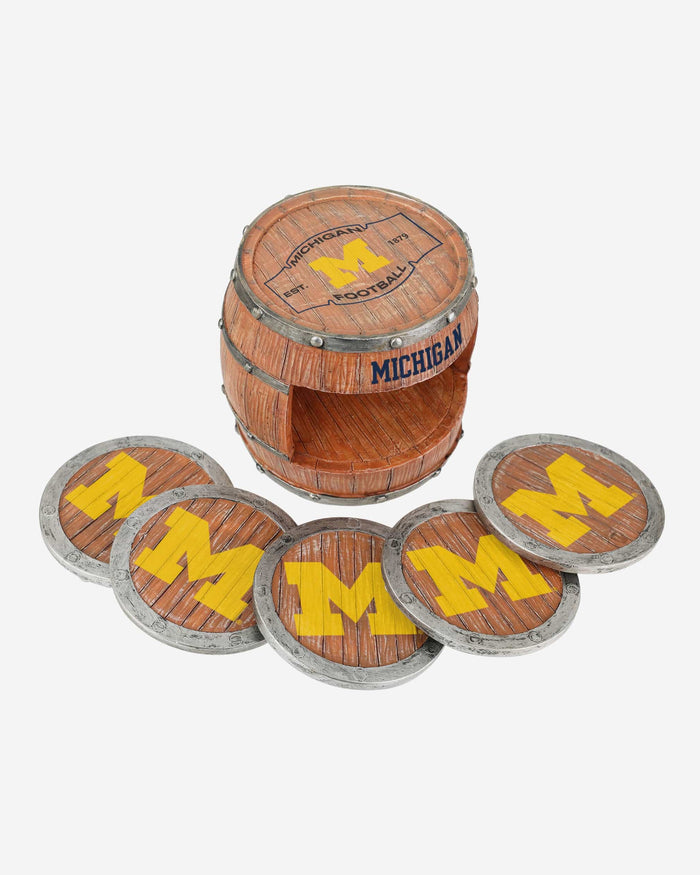 Michigan Wolverines 5 Pack Barrel Coaster Set FOCO - FOCO.com