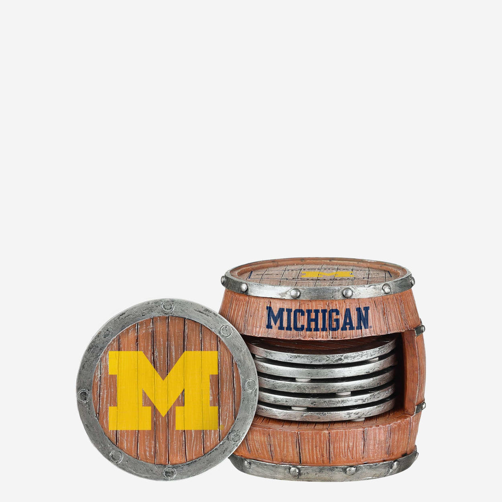 Michigan Wolverines 5 Pack Barrel Coaster Set FOCO - FOCO.com