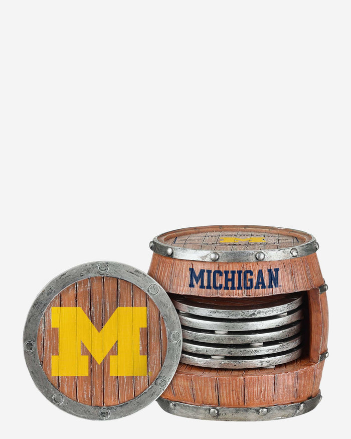 Michigan Wolverines 5 Pack Barrel Coaster Set FOCO - FOCO.com