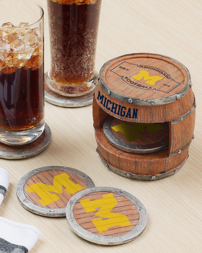 Michigan Wolverines 5 Pack Barrel Coaster Set FOCO - FOCO.com