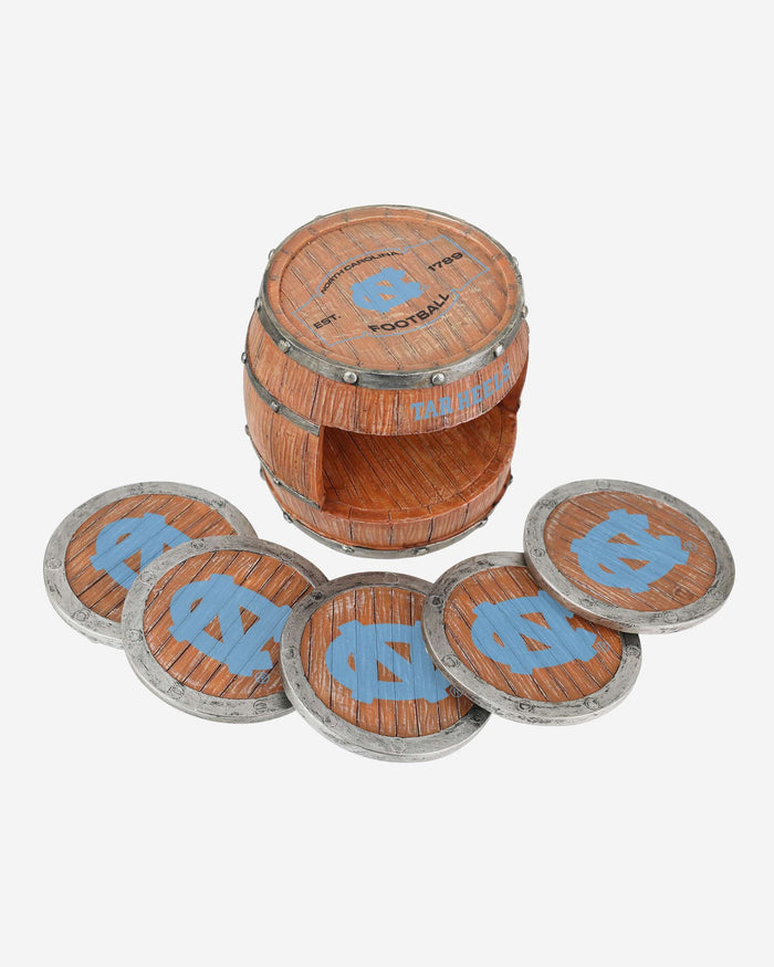 North Carolina Tar Heels 5 Pack Barrel Coaster Set FOCO - FOCO.com