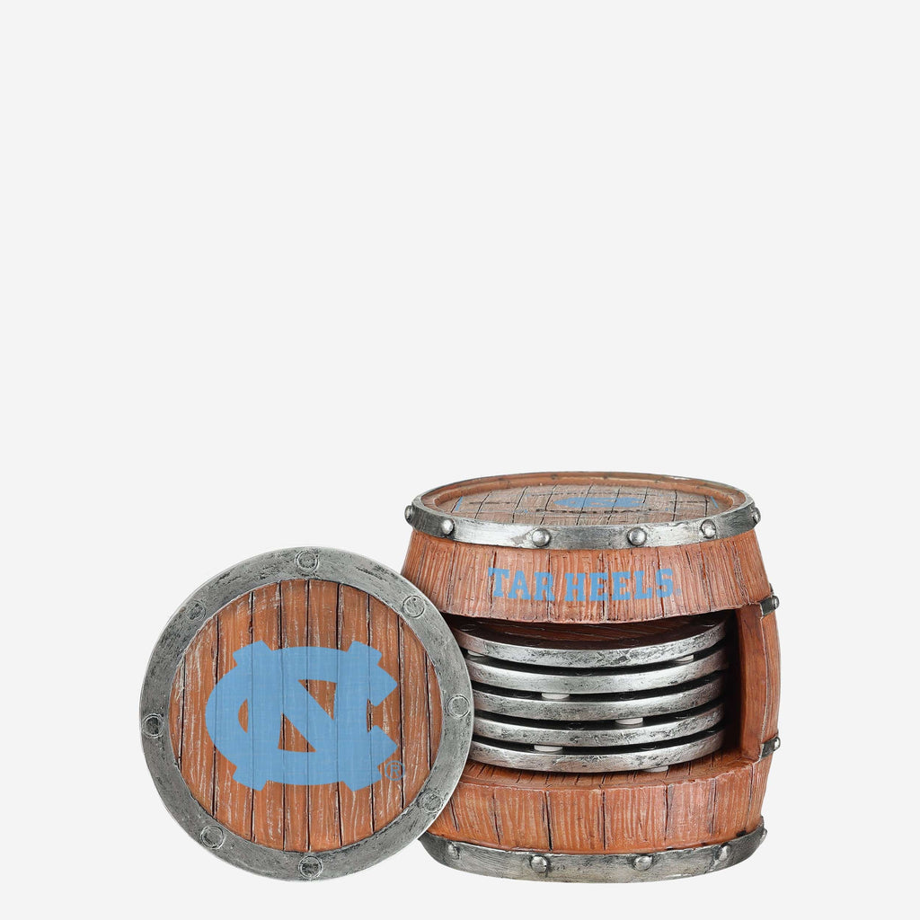 North Carolina Tar Heels 5 Pack Barrel Coaster Set FOCO - FOCO.com