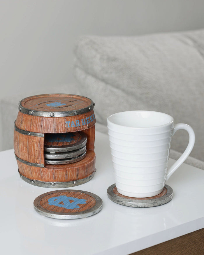 North Carolina Tar Heels 5 Pack Barrel Coaster Set FOCO - FOCO.com