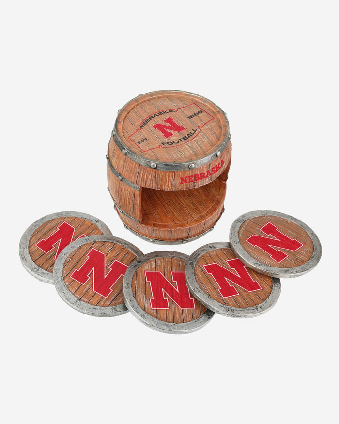 Nebraska Cornhuskers 5 Pack Barrel Coaster Set FOCO - FOCO.com