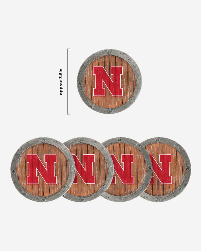 Nebraska Cornhuskers 5 Pack Barrel Coaster Set FOCO - FOCO.com