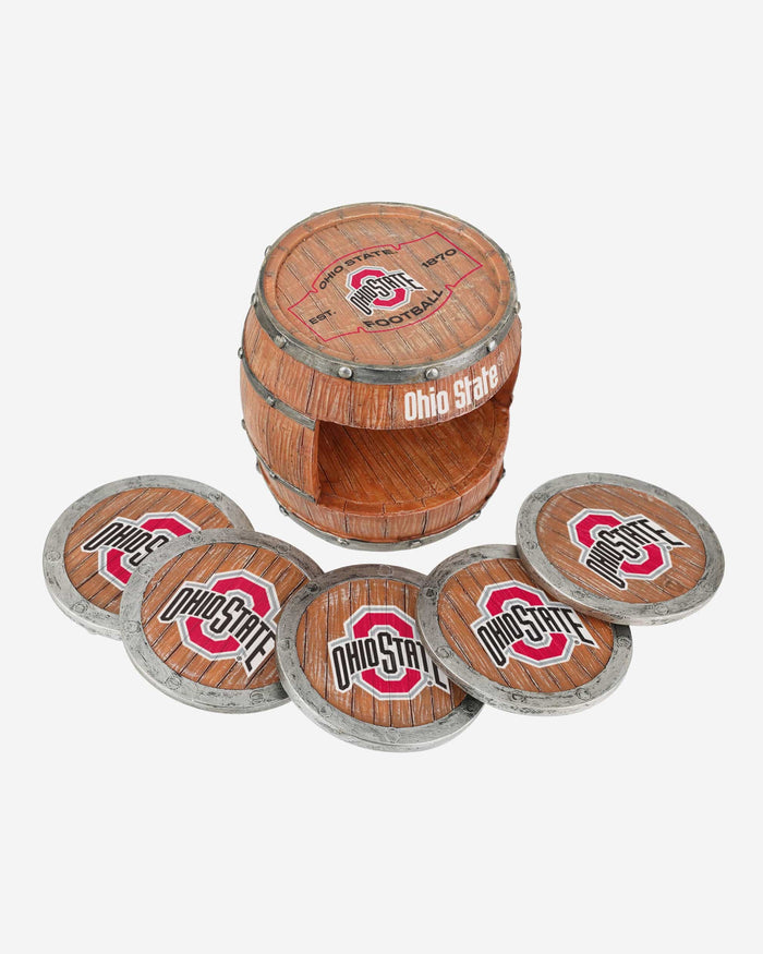 Ohio State Buckeyes 5 Pack Barrel Coaster Set FOCO - FOCO.com