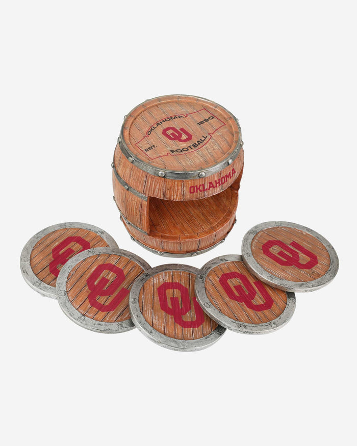 Oklahoma Sooners 5 Pack Barrel Coaster Set FOCO - FOCO.com