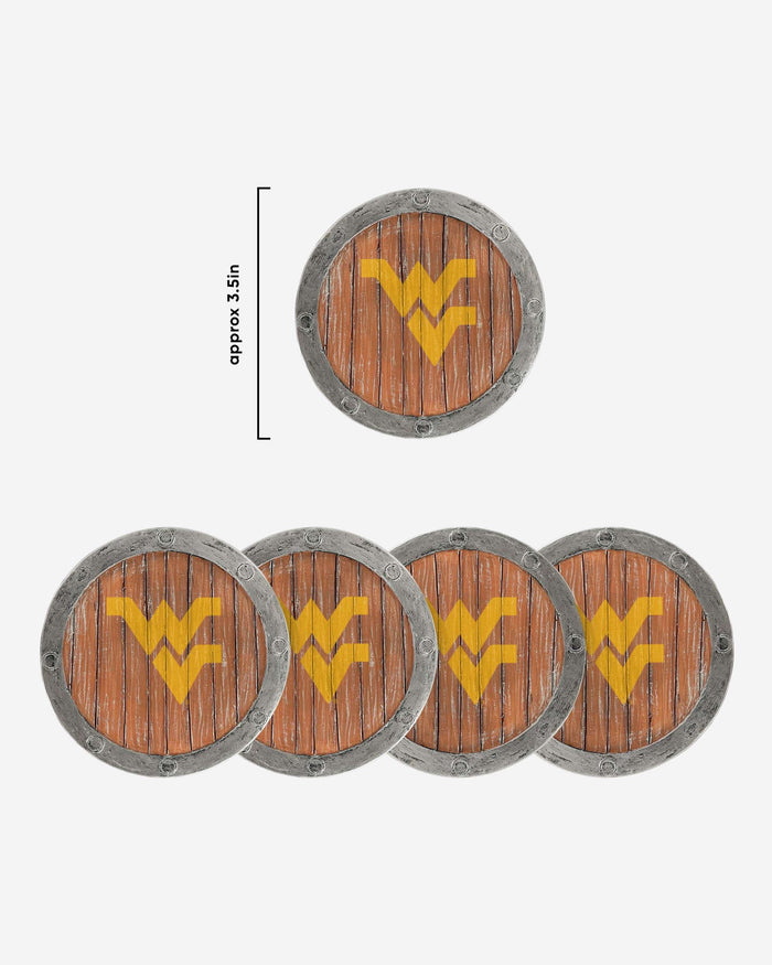 West Virginia Mountaineers 5 Pack Barrel Coaster Set FOCO - FOCO.com