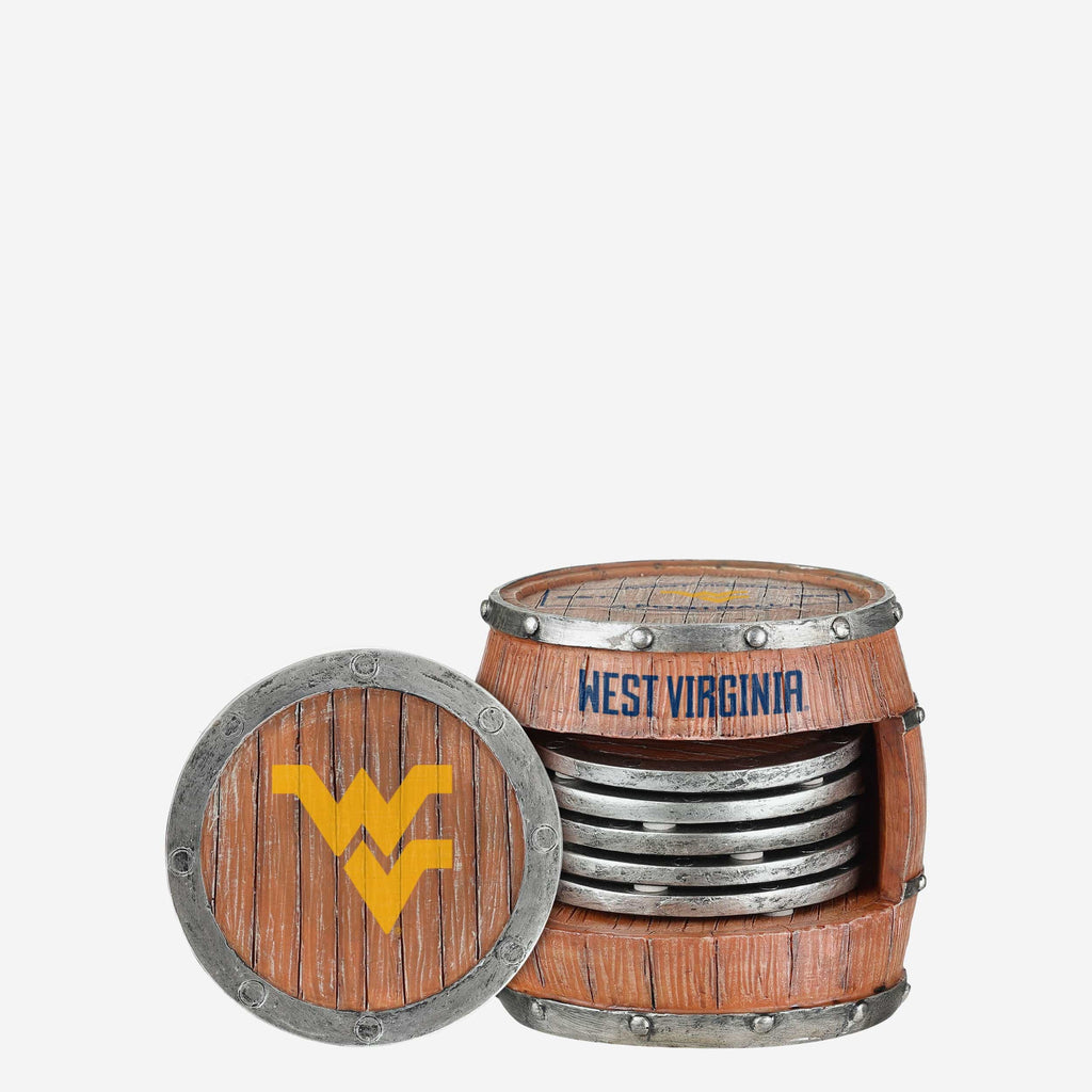 West Virginia Mountaineers 5 Pack Barrel Coaster Set FOCO - FOCO.com