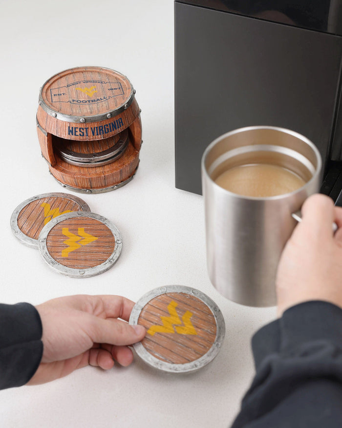 West Virginia Mountaineers 5 Pack Barrel Coaster Set FOCO - FOCO.com