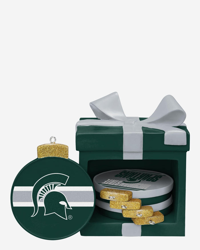 Michigan State Spartans Holiday 5 Pack Coaster Set FOCO - FOCO.com