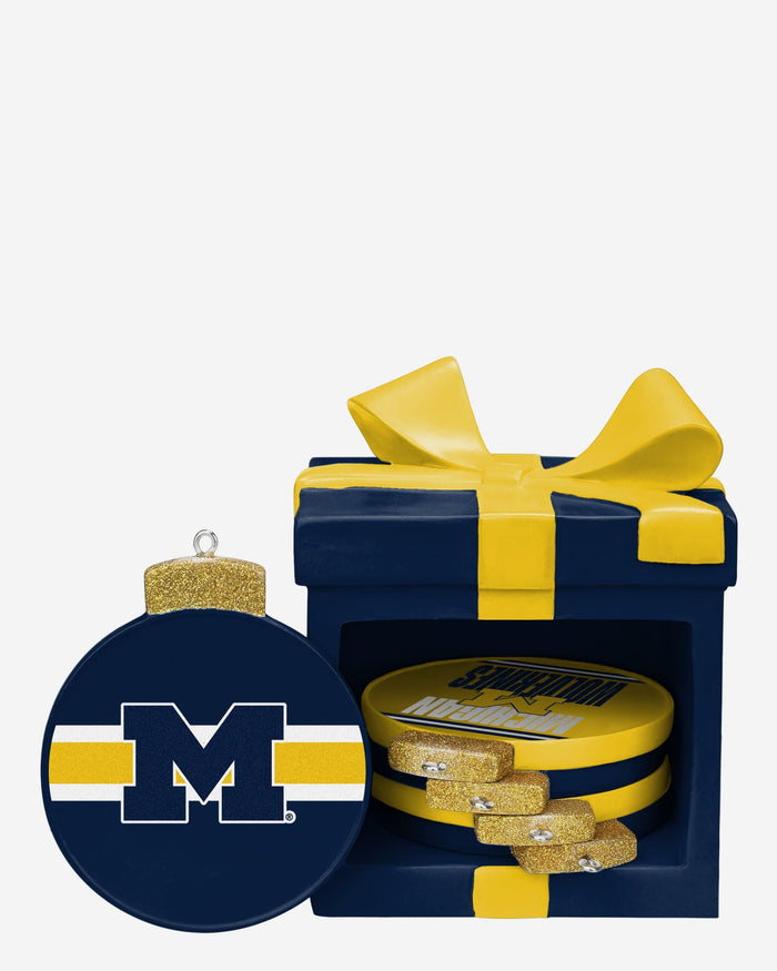 Michigan Wolverines Holiday 5 Pack Coaster Set FOCO - FOCO.com