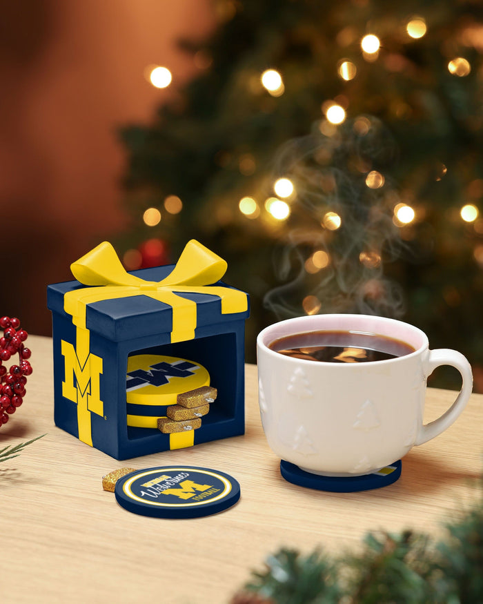 Michigan Wolverines Holiday 5 Pack Coaster Set FOCO - FOCO.com