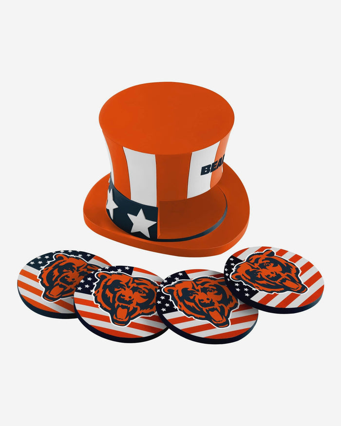 Chicago Bears Americana Resin Coaster Set FOCO - FOCO.com