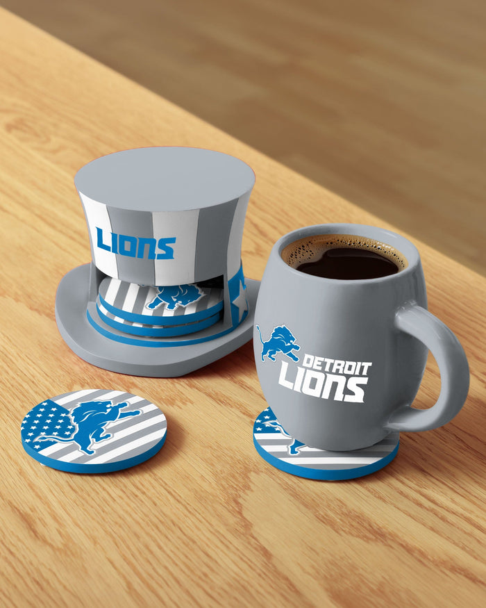 Detroit Lions Americana Resin Coaster Set FOCO - FOCO.com