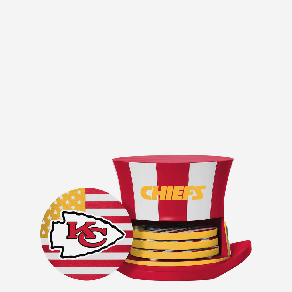 Kansas City Chiefs Americana Resin Coaster Set FOCO - FOCO.com