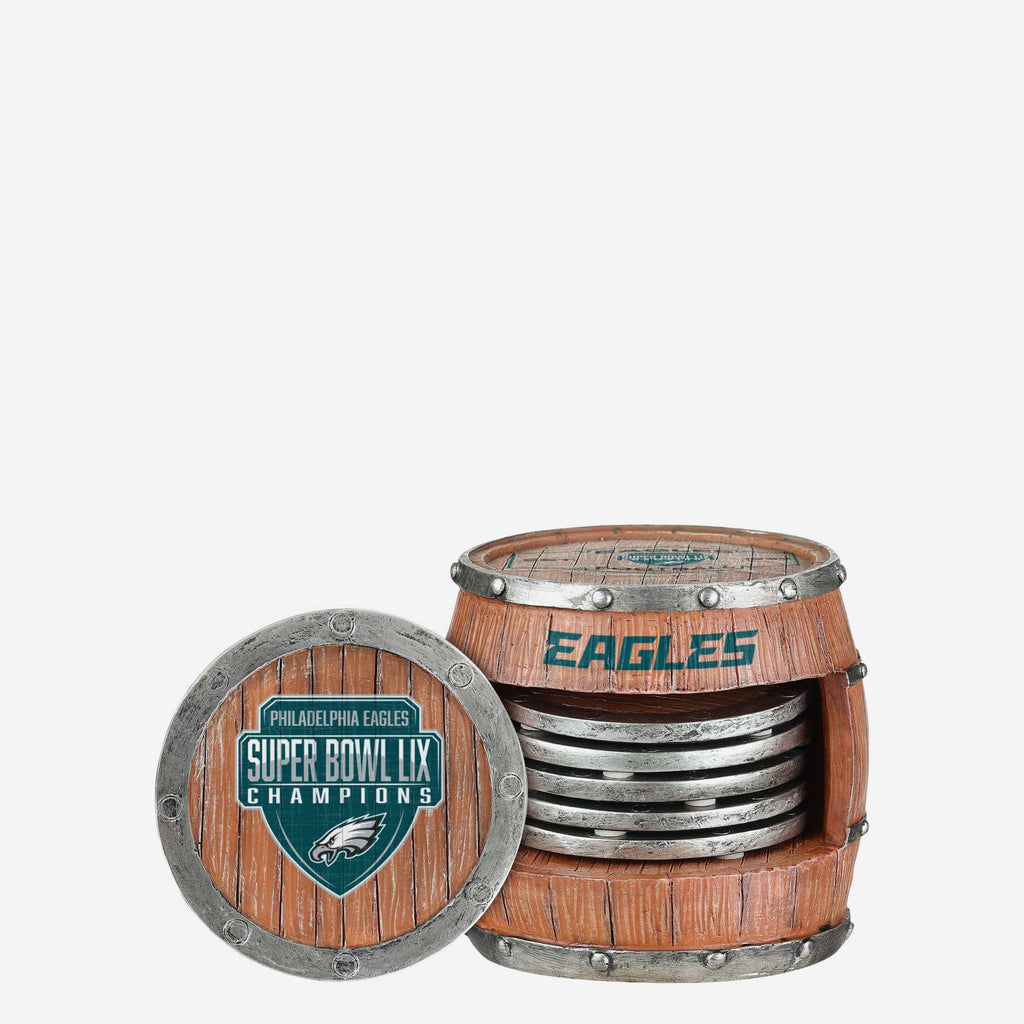 Philadelphia Eagles Super Bowl LIX Champions 5 Pack Barrel Coaster Set FOCO - FOCO.com